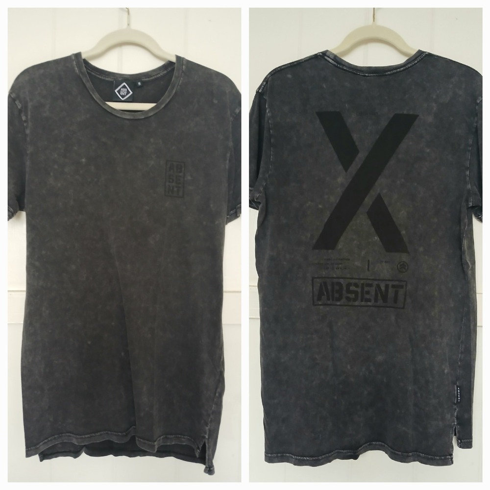 Absent EXCHEQUER TEE Graphic T Shirt Mens M Charcoal Gray Cotton Short Sleeve